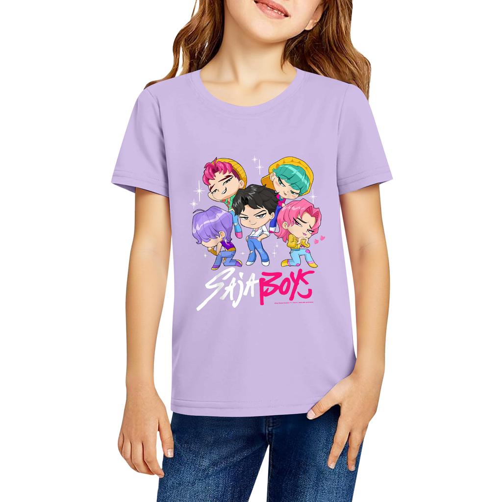 Fashionable Round Neck Short Sleeve Work Clothes Printed Tops For KID Summer Tops