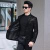 Spring and Autumn Men's Genuine Leather Jackets Crocodile Pattern Suits Business Casual Men's Middle-aged Dad Jackets Trendy Jackets