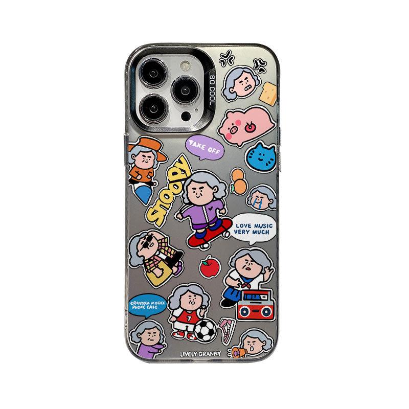 Cartoon puzzle phone case For iPhone16 anti-fall 15promax color silver 13 cartoon 12