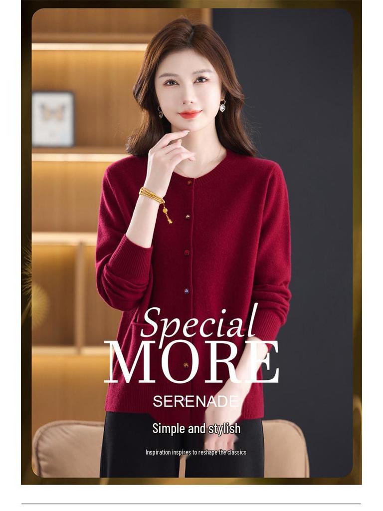 Cardigan Lungo in Maglia 100% Lana Pura da Donna - Nuovo Maglione Girocollo Autunno/Inverno per Mamma