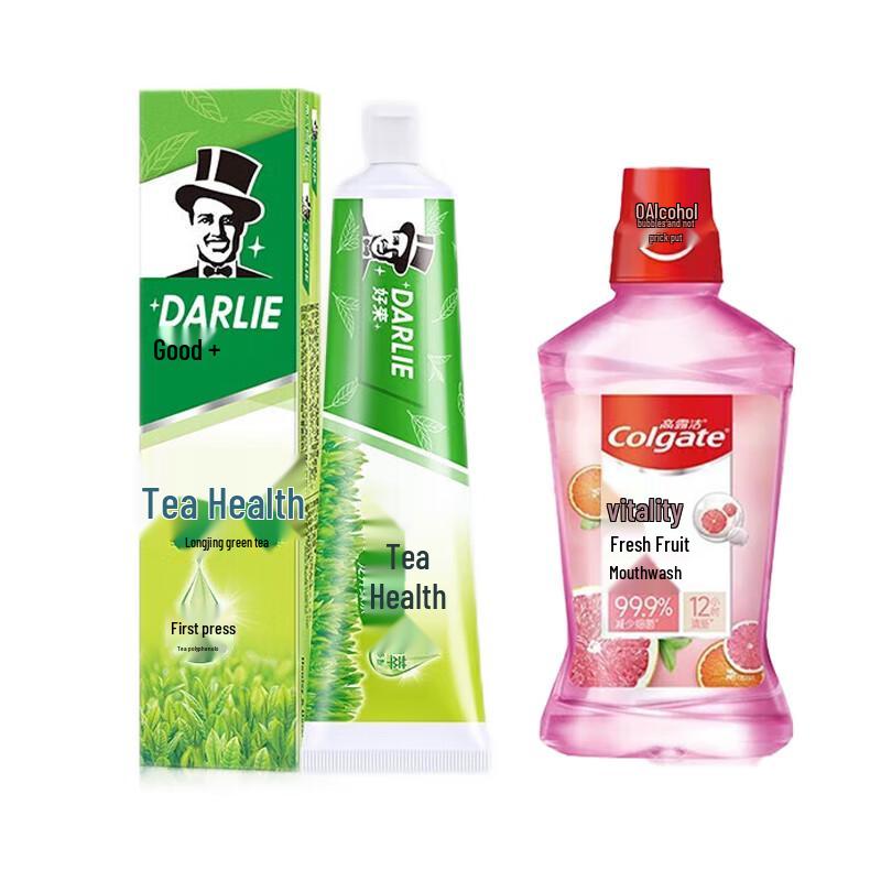 Darlie Tea Care Toothpaste & Colgate Fresh Mouthwash Set