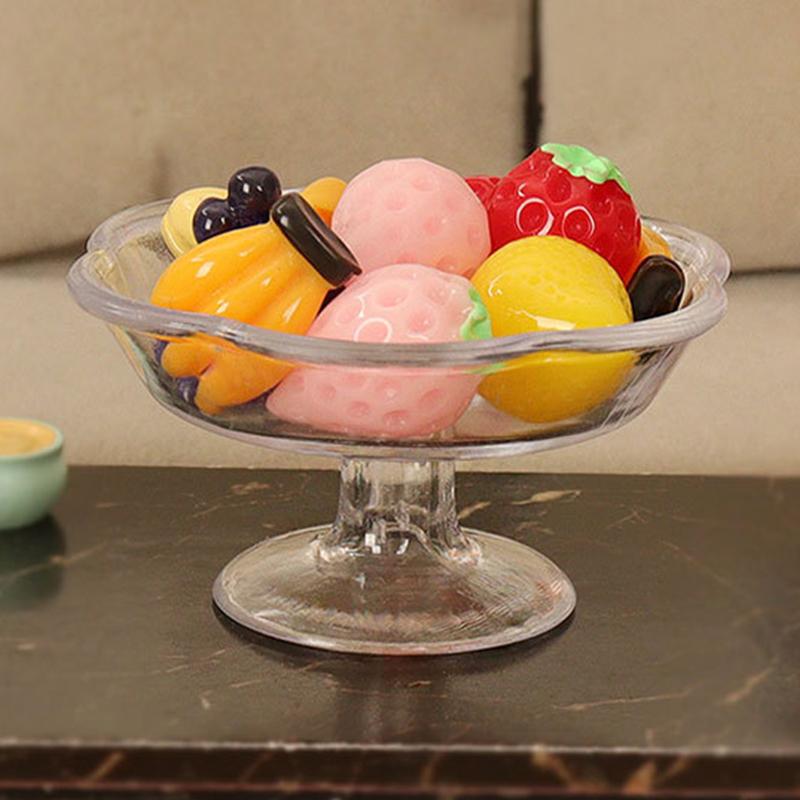 Doll House Simulation Mini Transparent Fruit Tray Decoration Pieces Fruit Food Play Accessories