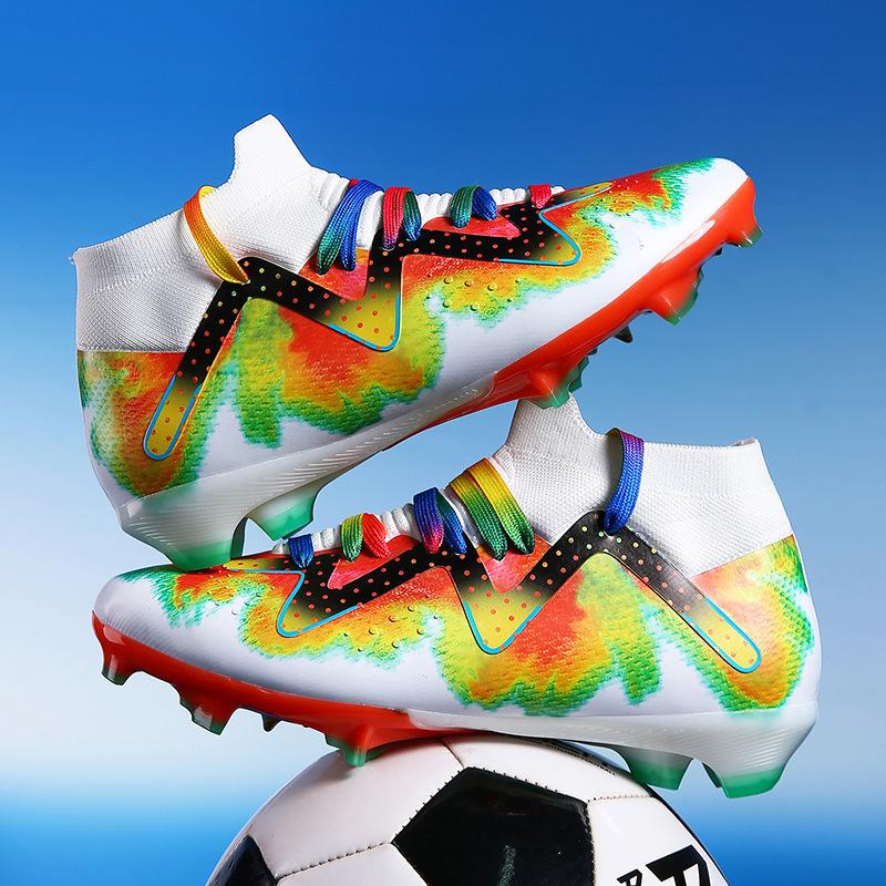 20252025 Seamless fly-woven football shoes men's high-top AG long nails broken nails adult professional training shoes