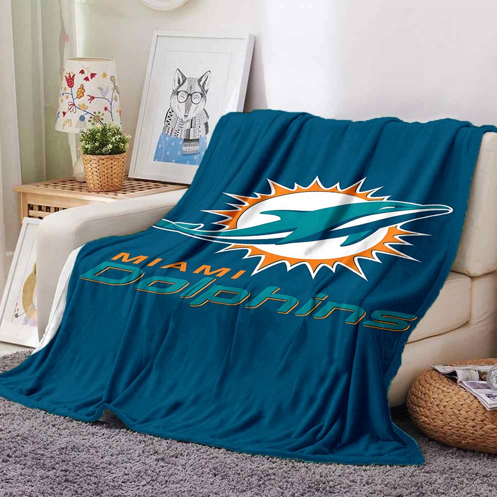 1pc Blanket - Miami Dolphins Logo Print Design,Lightweight Blanket for Sofa,Bed- Soft &Warm,Gift for All Seasons