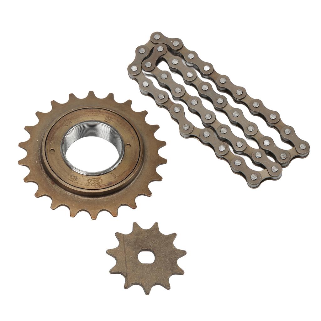 Electric Bike Sprocket Chain Set with 410 Gold 11T H Hole Sprocket 38 Links Chain 22T Flywheel Kit