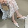 Fashion Luxury Mesh Pearl Flat Sandals Women Bling Pointed Toe Designer Brand Sandals Shoes Fashion Elegant Comfortable Non-slip Mules