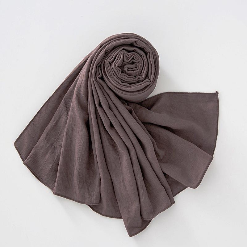New Breathable Crumpled Scarf For Women Girls Solid Scarves Soft Cotton Wrinkle Pashmina Shawl Foulard Winter Warm Wrap Shawls