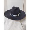 Used Borsalino Straw Hat with Navy Scarf Ribbon