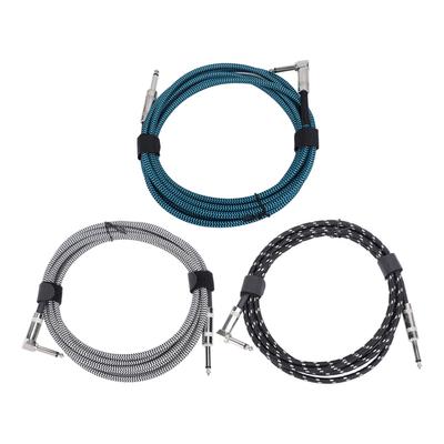 6.5mm Guitar Cable Right Angle To Straight Connector Nylon Braided Noise Reduction Guitar Connection