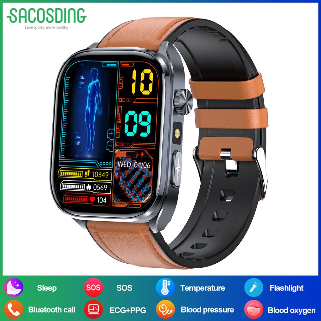 SACOSDING AI Health SmartWatch for Men Women with Flashlight 2.5D UI Voice Bluetooth Call Smart Watch Fitness Tracker