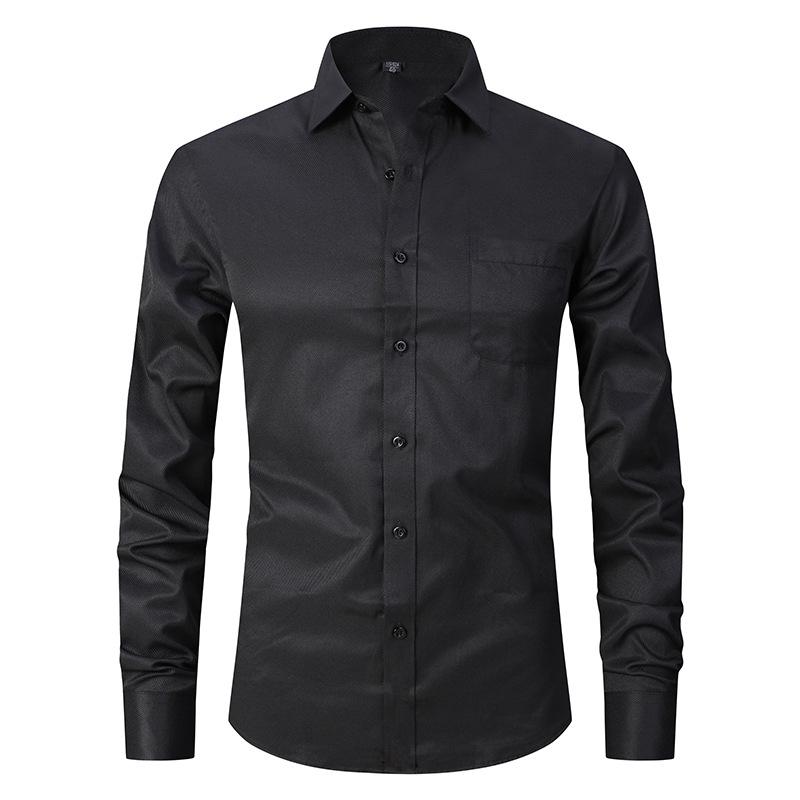 Chemise habillée décontractée à manches longues unie pour homme grande taille