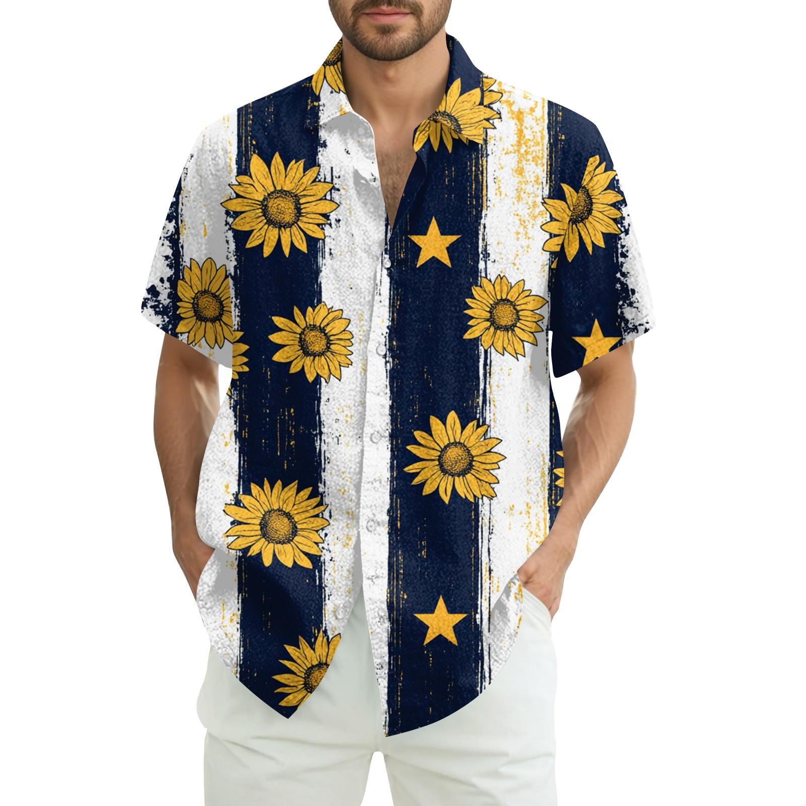 

Мужская повседневная рубашка с короткими рукавами и принтом «День независимости» XL жёлтый