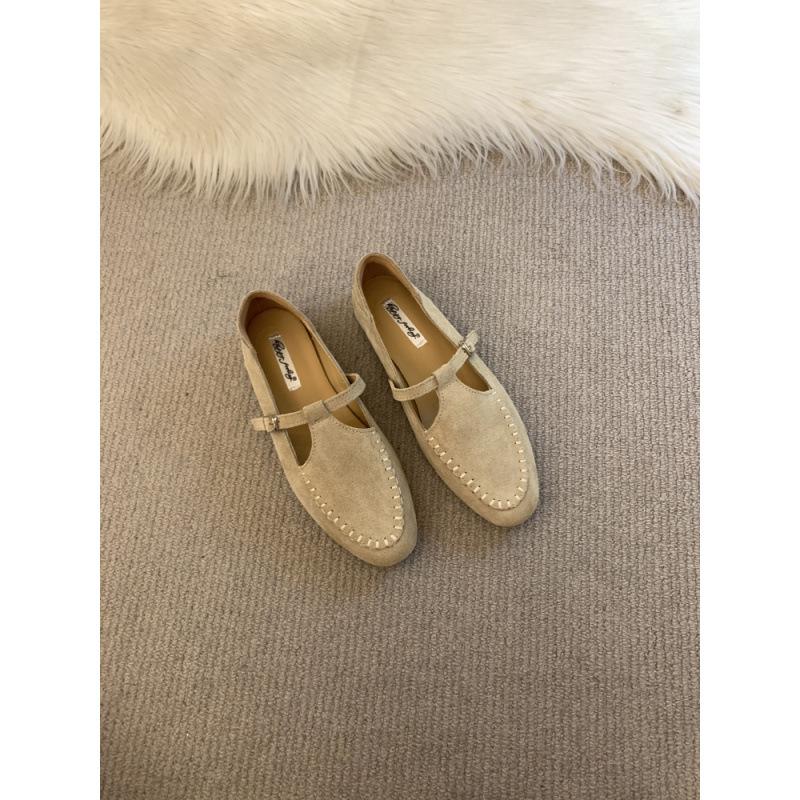 2025 autumn leather French round head single shoes with skirt small leather shoes retro low heel buckle flat Mary Jane shoes