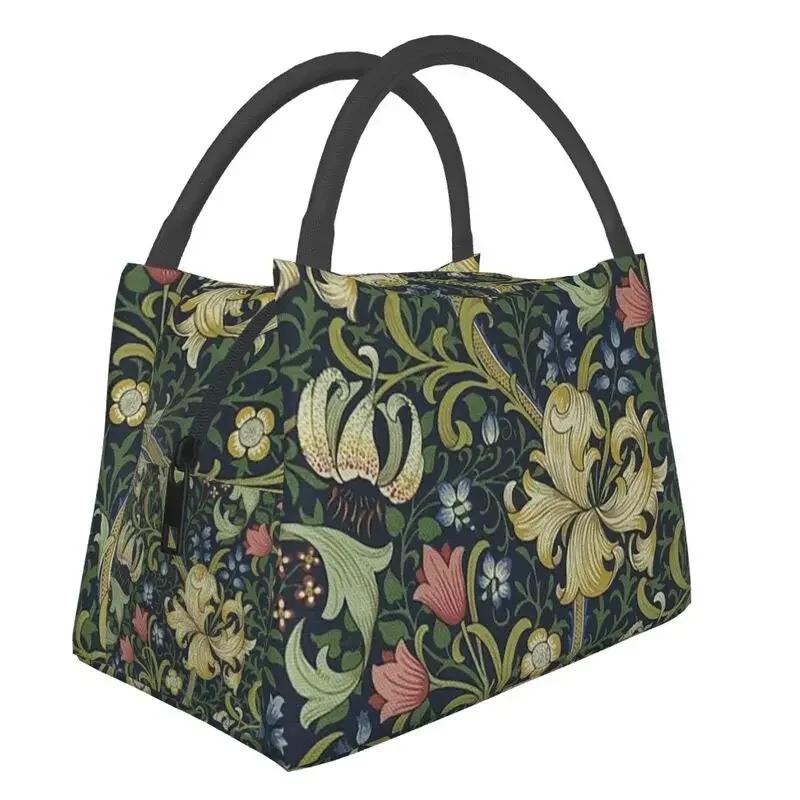William Morris Insulated Lunch Bag for Women Portable Snakeshead Cooler Thermal Lunch Box Beach Camping Travel Shoulder Bag