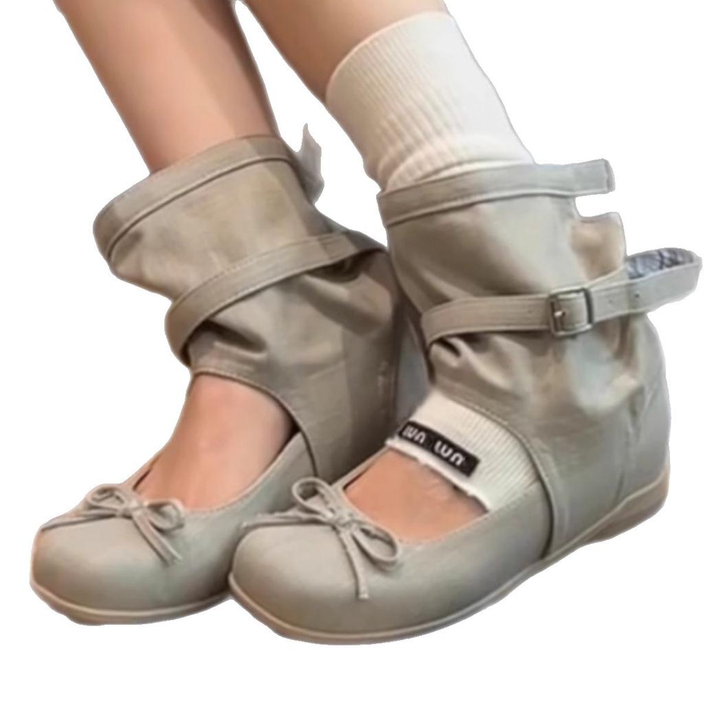 Ballet Cool Boots Women's New Summer Breathable Inner Height Increase Mary Jane Single Shoes Casual Versatile Short Boots