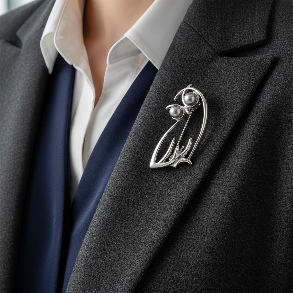 Pearl Decorated Owl Brooch Zinc Alloy Durable Anti-Corrosion White Gold Kc Gold Plated