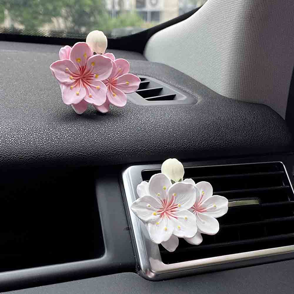 Peach Blossom Car Air Freshener Long-lasting Car Freshener Long-lasting Fragrance Flower Car Air Freshener Vent Clip for Women