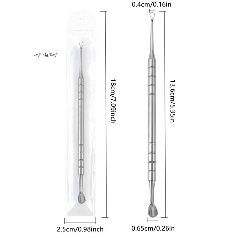 1Pc Stainless Steel Double-Ended Nail Care Tool Cuticle Pusher Remover Manicure Cleaner Circle & Horseshoe Header