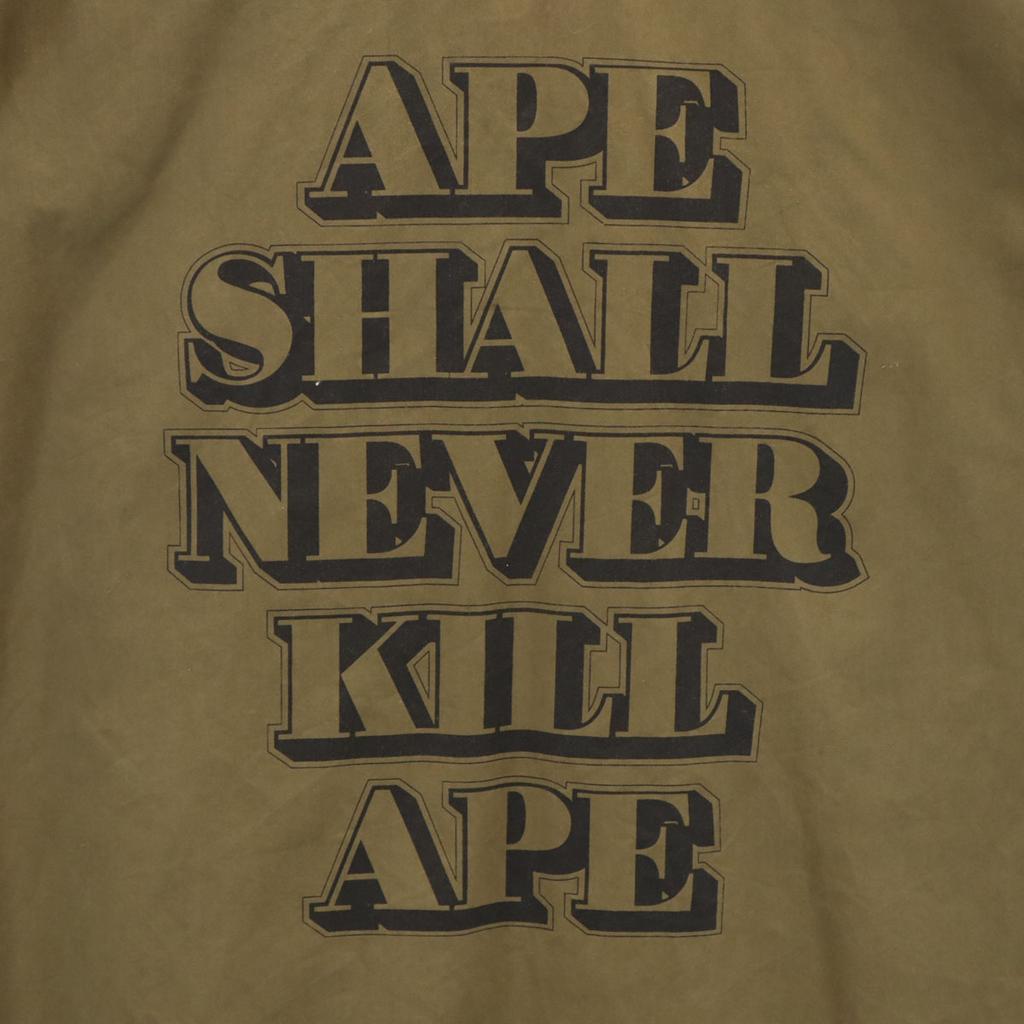 A BATHING APE Back print Long sleeve Military shirt L Olive Men's Used