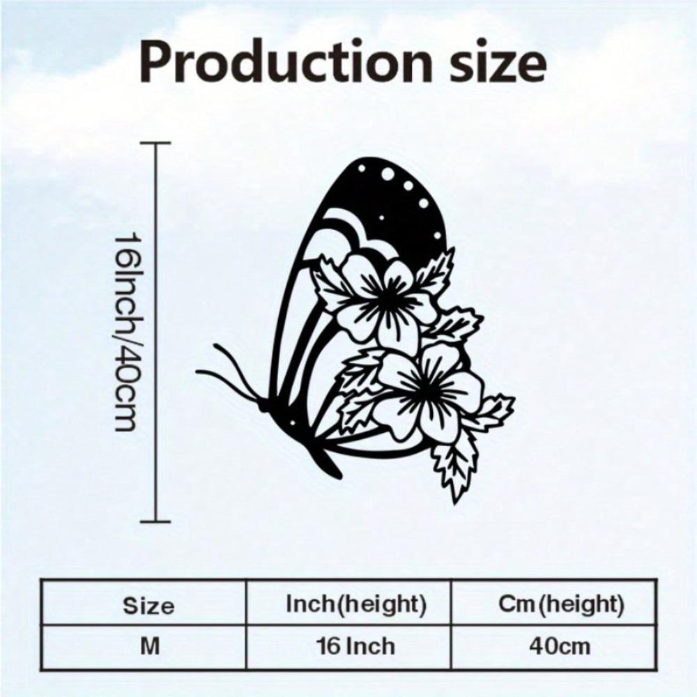 Iron Butterfly Wall Art Metal Garden Decor Statue Powder Coated Outdoor Home
