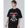 Men's Black T-Shirt Special Forces Skull Beret Crossed Rifles One Shot One Kill Graphic Print Casual Streetwear Military Style Top