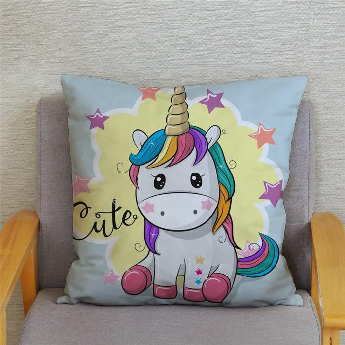 45*45 Square Pillowcase Home Decor Pillowcase Cushion Cover Cute Cartoon Unicorn Print Pillowcase