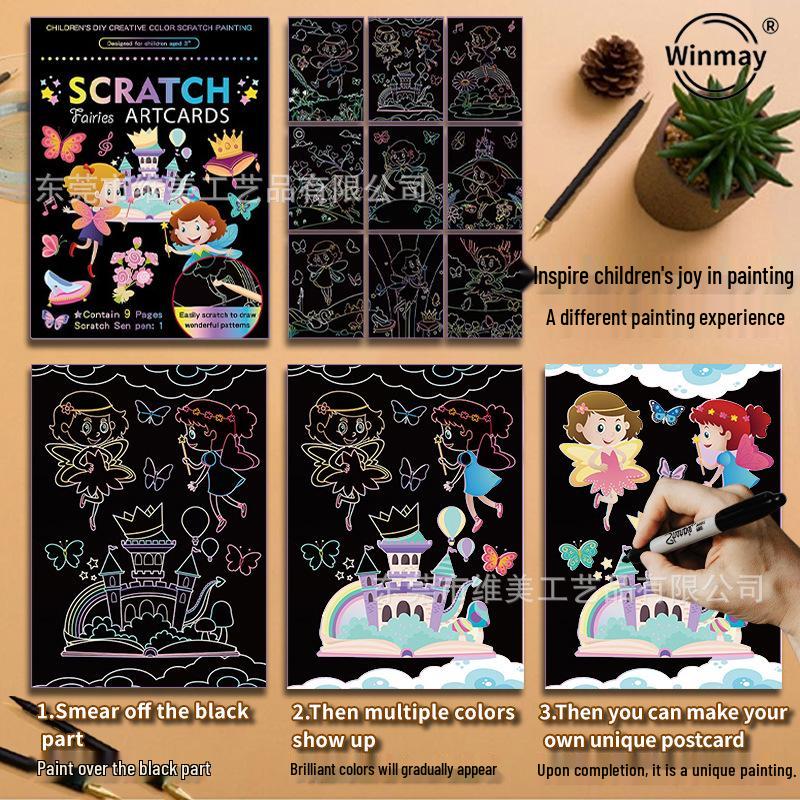 Children's Colorful DIY Scratch Art Book for Kindergarten Creativity