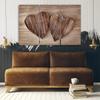 Three Piece Picture Canvas Print Heart Wood Brown Retro