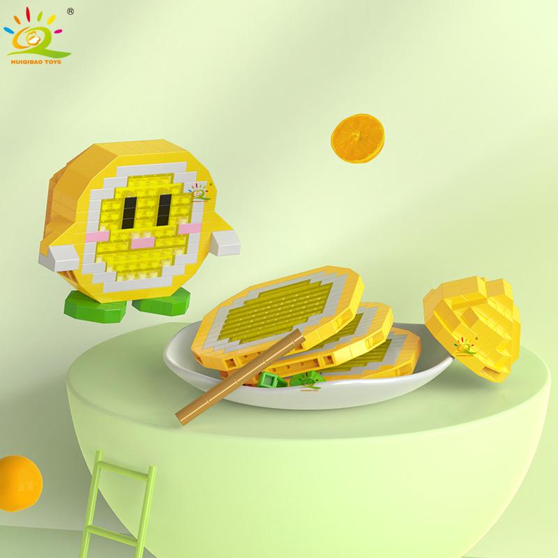HUIQIBAO Mini Cute Fruit Micro Building Blocks 3D Diamond Model Lemon Bricks DIY City Construction Toys for Children Kids Gift