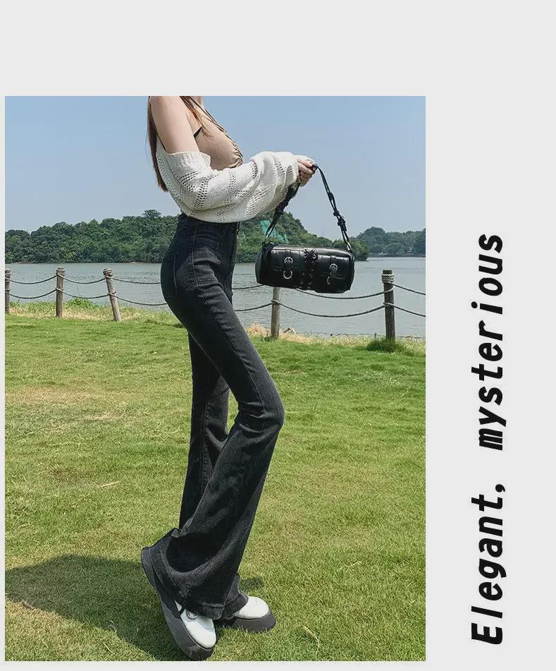 Amerikanische Retro High Waist Samt Schlagjeans für zierliche Frauen - Neu Herbst/Winter