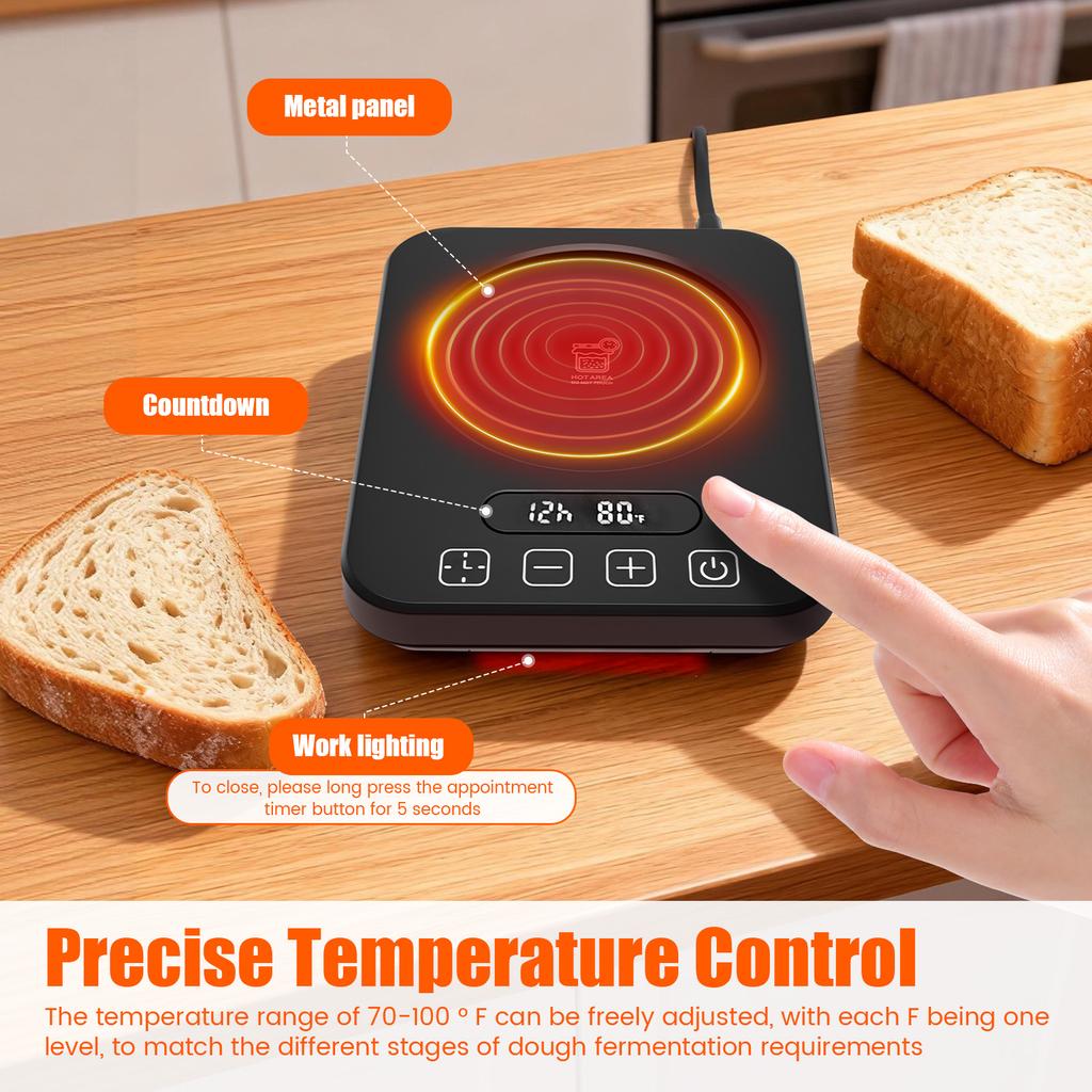 Sourdough Starter Warmer Mat 12H Timer Precise 1°F Temperature Control 70 to 100°F Smart Sourdough Starter Warmer Fit for Baking