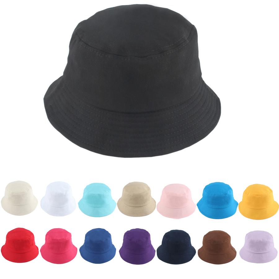 Summer Cotton Foldable Bucket Hat Unisex Women Men Outdoor Sunscreen Hats Soild Color Fishing Hunting Caps Beach Cap 15 Colors