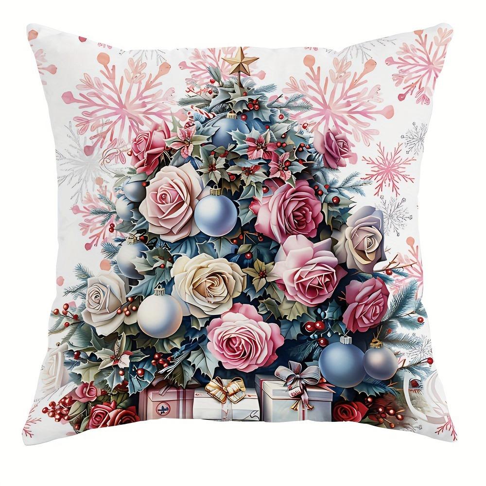 

Рождественское украшение наволочка роза Санта Клаус Снеговик Рождественская елка узор подходит для дома комната диван подушка чехол 40x40cm