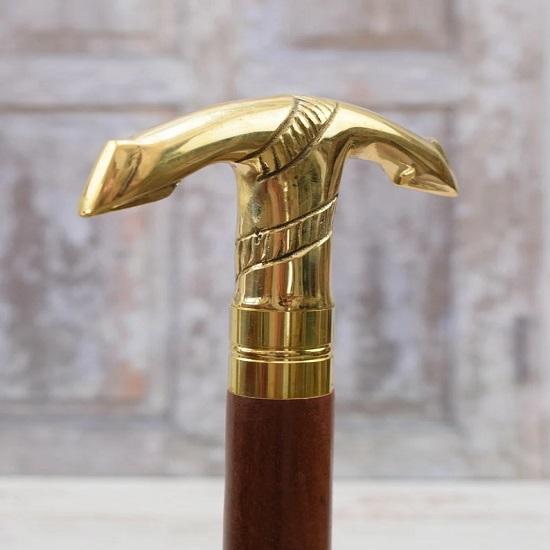 Brass Walking Stick Anchor Cane Gift for Grandfather Father Aluminium Sailor Cane Art Deco Style