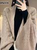 Autumn Winter Hollow Knit Open Cardigan Cape Shawl Outerwear Women Loose Korean Style Outfit with Cheongsam