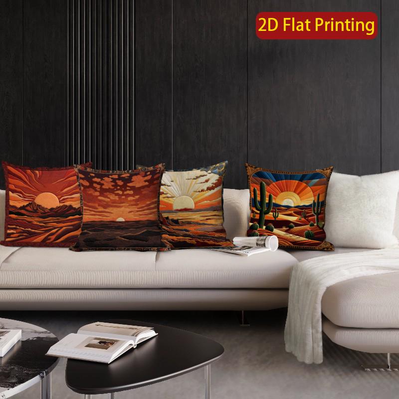 2D Southwestern Desert Sunset Throw Pillow Covers** Pattern Cushion Cover Suitable For Sofa Bedroom Car Pillow Cover
