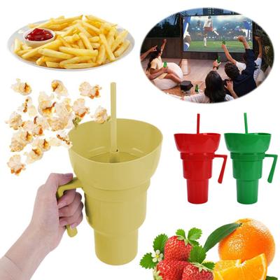 Kelímek na svačinu a pití Opakovaně použitelný držák na popcorn se slámkou Nepropustný 900ml stadionový kelímek na filmy Cestování