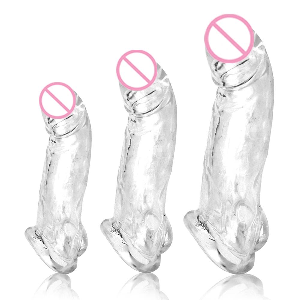 3 Size Reusable Condom Penis Sleeve Cock Ring Penis Extender Male Penis Enlarger Adult Sex Toys for Men