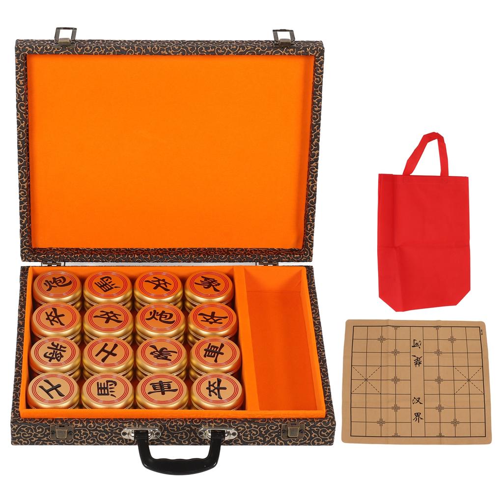 Aluminum Alloy Xiangqi Chinese Chess Set Portable Chinese Chess Set with Folding Board