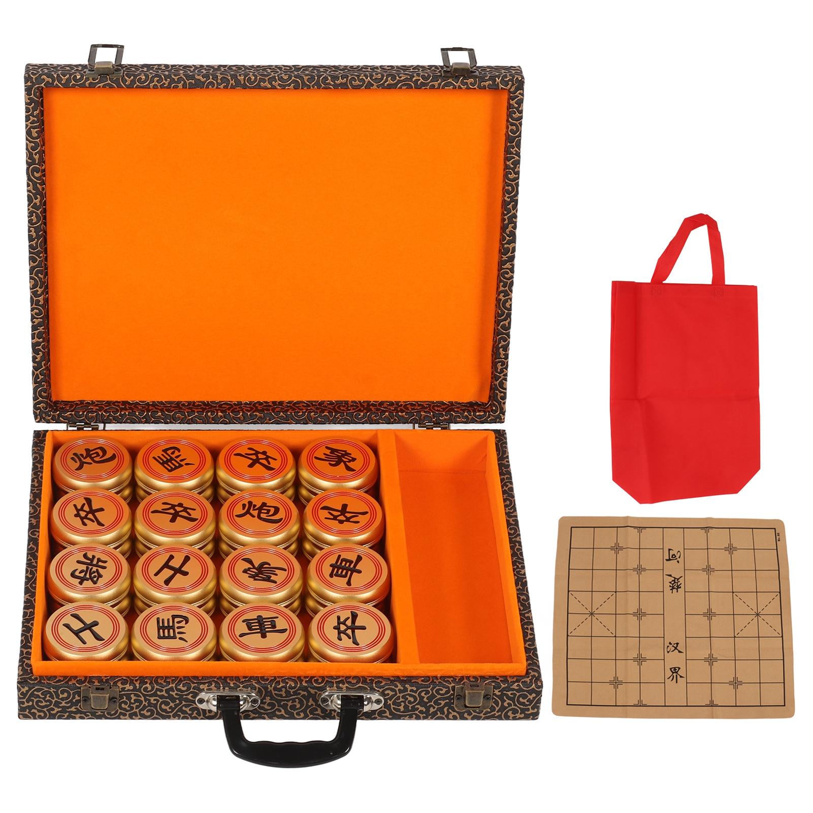 Aluminum Alloy Xiangqi Chinese Chess Set Portable Chinese Chess Set with Folding Board