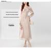 Spring/Summer French Pink Floral Chiffon Tie-Up Slimming Long Dress