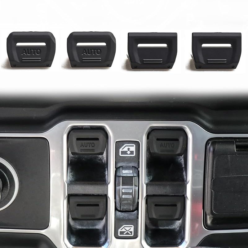 4 Pcs Window Switch Button Cover for Jeep Wrangler JL 4XE Gladiator JT 2018 2019 2020 2021 2022 2023 2024 2025(Black)