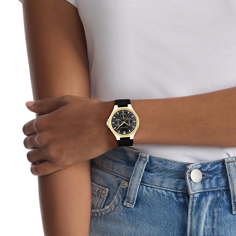 Calvin Klein Quartz Watch Silicone Strap Black Dial Women Watches 25100107CK