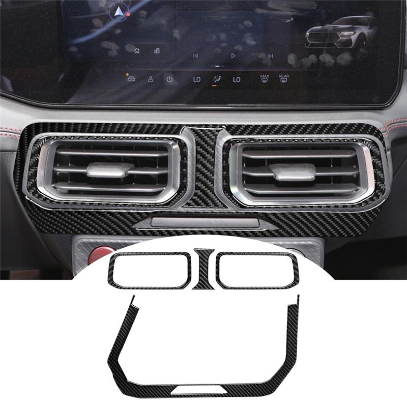 Carbon Fiber Sticker For Ford Mustang GT 2024 2025 Car Central Control AC Outlet Vent Panel Trim Interior Accessories