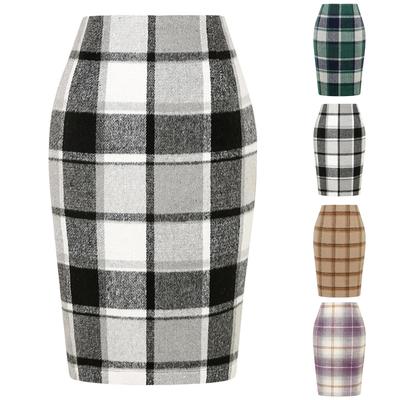Γυναικεία Μόδα Casual Ψηλόμεση Καρό Slim Pencil Φούστα με μισό σώμα