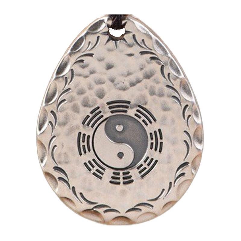 Necklace Retro Hammer Pattern Taoist Water Drop Tai Chi Bagua Brand Pendant for Men and Women
