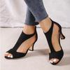 Fashion New Fashion Sandals Women's Shoes Summer Fashion Open Toe Zip Stiletto Heel One Line Buckle Strap High Heels