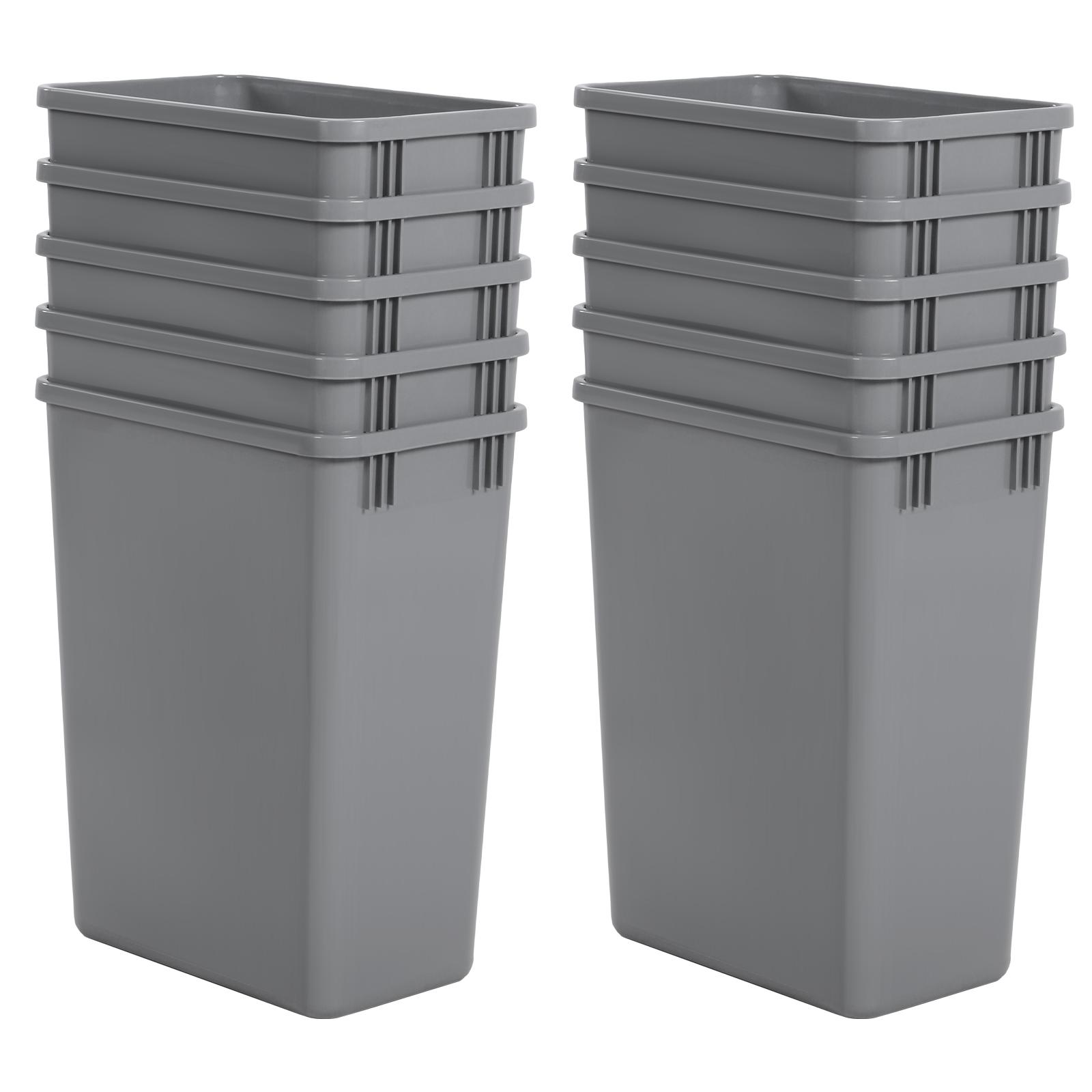 

10 Pack 35 QT Waste Trash Rubbish Bin Easy To Clean High Capacity Garbage Can for Bathroom Laundry Living Room Home Workspace