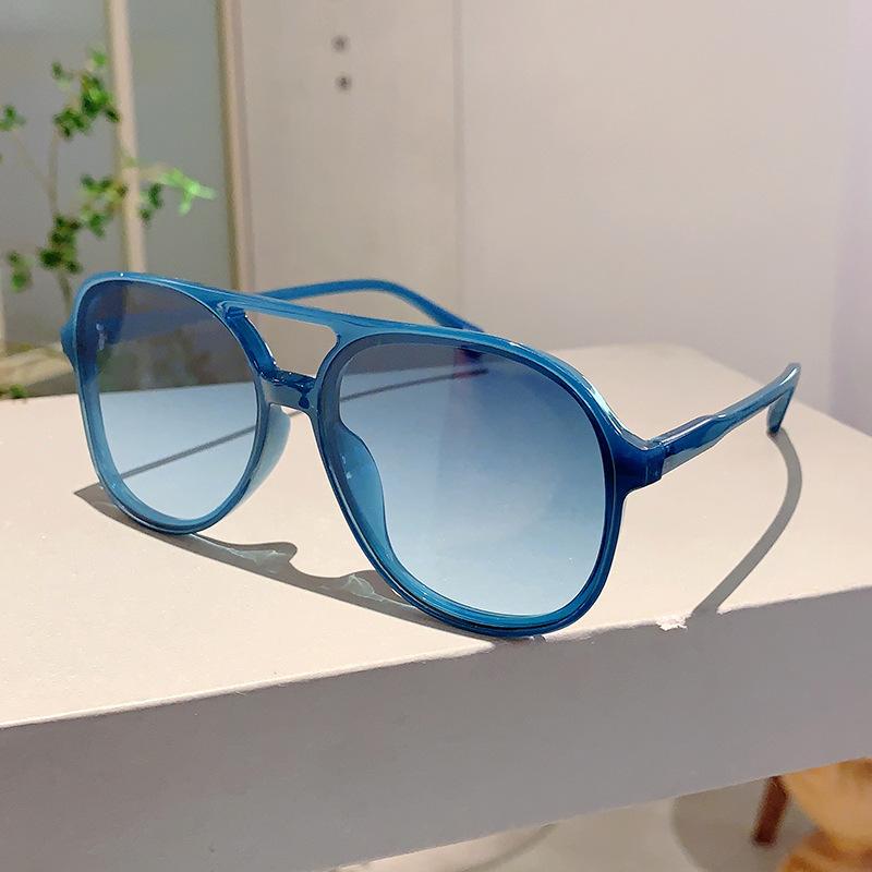 Vintage Luxury Brand Designer Pilot Sunglasses Women For Men Sun Glasses Trend Punk Big Frame Popular Double Bridge Shades