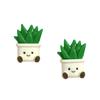 2Pcs Cartoon Potted Plants Fridge Magnet Resin 3D Potted Cactus Aloe Lily Tulip Flower Refrigerator Magnet Kitchen Home Office Decoration
